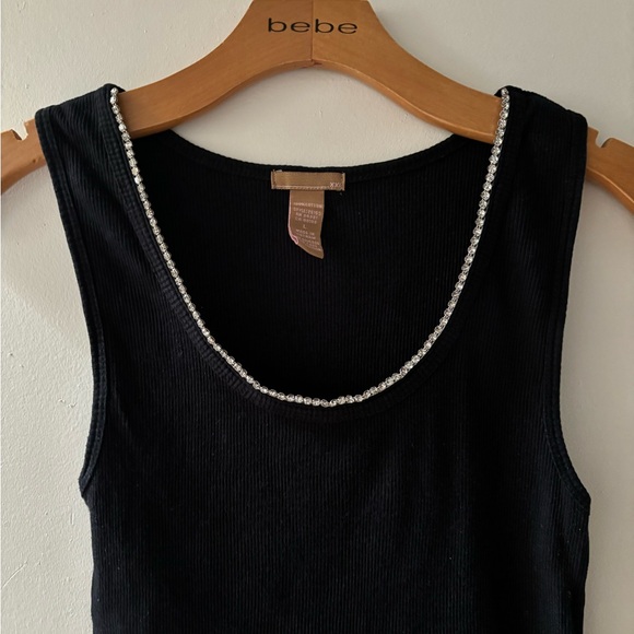Rhinestone Trim Black XXI Forever 21 Vintage Tank Top - Picture 5 of 8